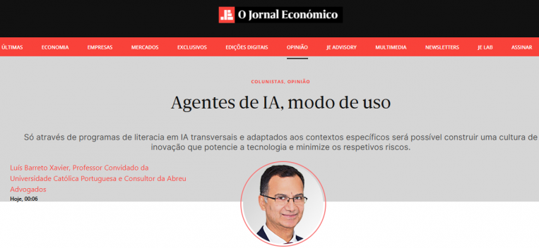 Press - Agentes de IA, modo de uso, pelo Prof. Luís Barreto Xavier