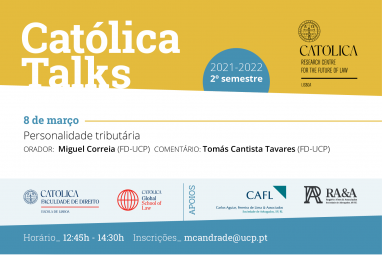 Cartaz - Católica Talk - Personalidade tributária