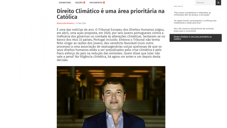 Press - Direito Climático é uma área prioritária na Católica, pelo Prof. Armando